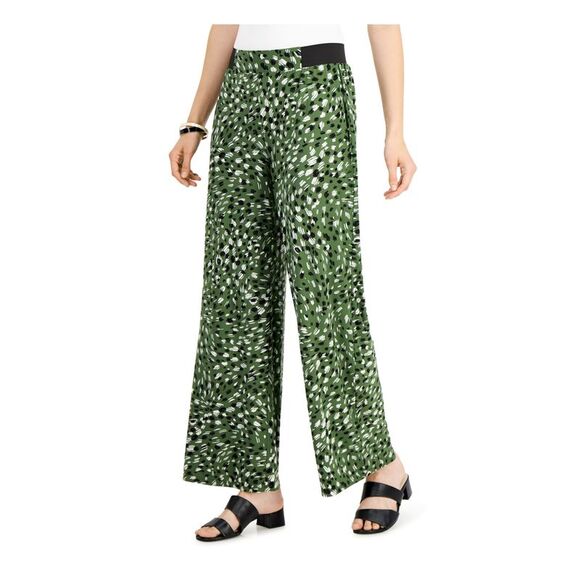 KASPER Pants - KASPER Womens Green Printed Wear To Work High Waist Pants XS